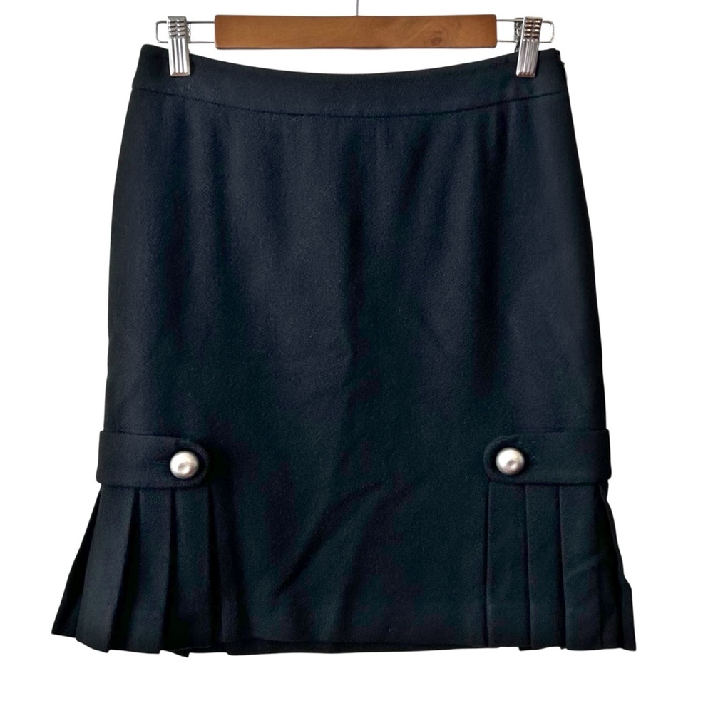 VINTAGE Banana Republic‎ Wool Blend Pleated Military Inspired Skirt SZ 2P Black